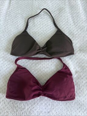 Muse Halter Bralette Duo in Brown and Burgundy